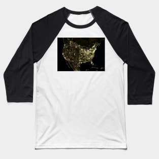 USA at night, satellite image (C024/9398) Baseball T-Shirt